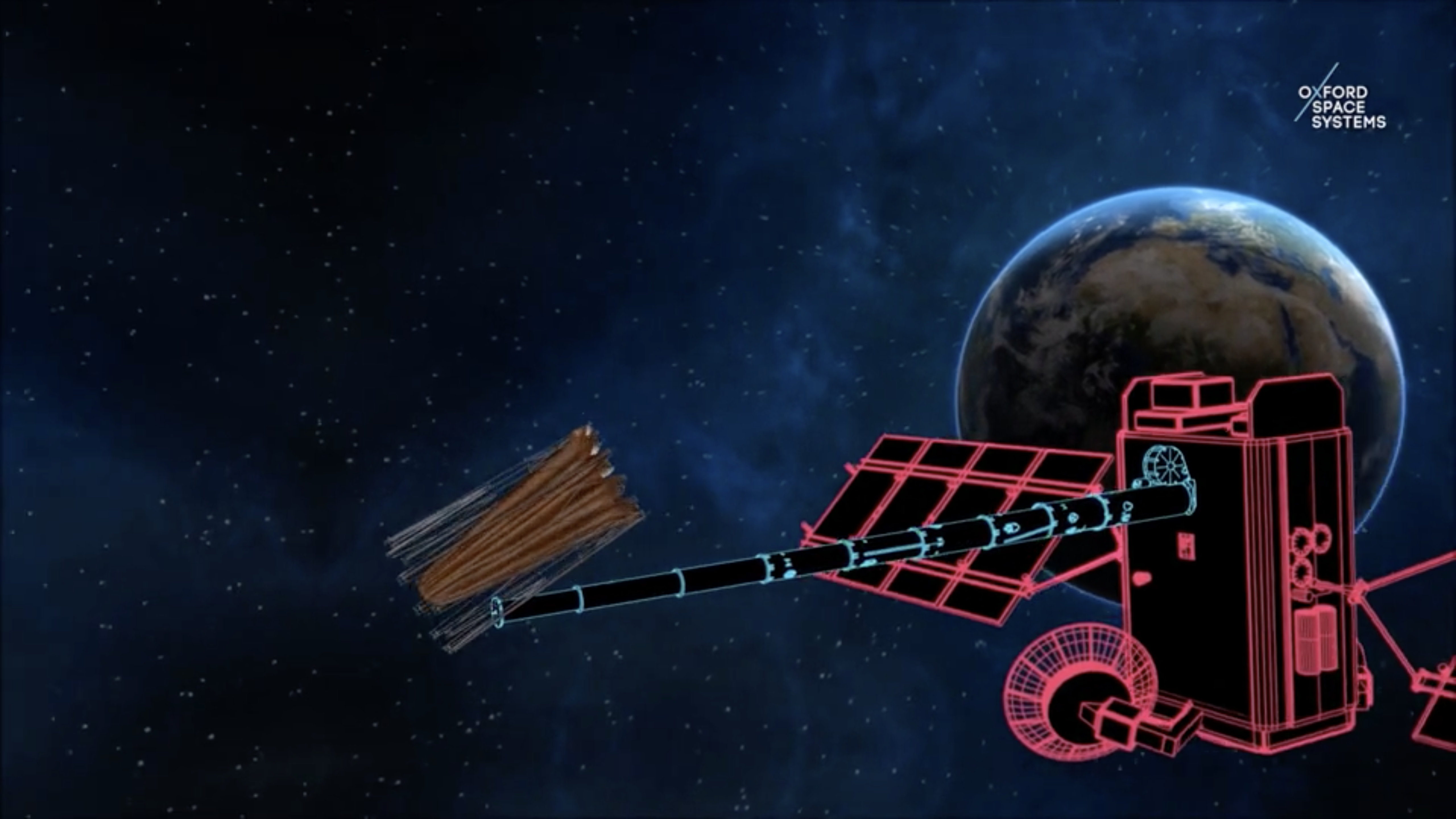 objects in space on a dark background with an earth behind